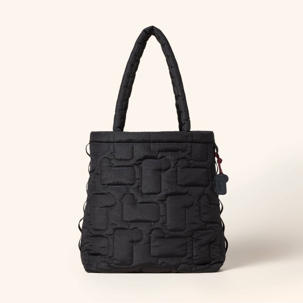Quilted Black Tote Bag with Top Handles